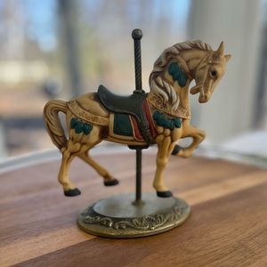 carousel horse Standing Figurine Brass Base Vintage Decor